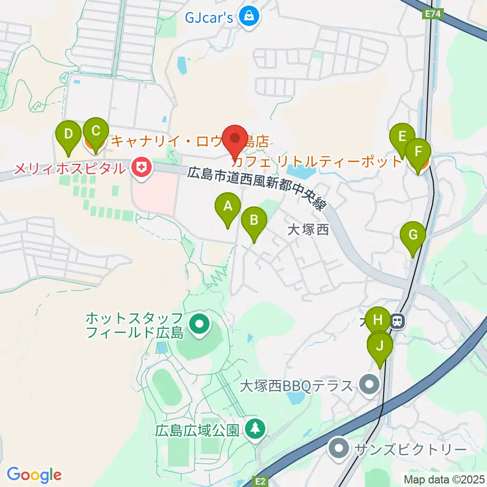 A.Cityセンター ヤマハミュージック周辺のファミレス・ファーストフード一覧地図