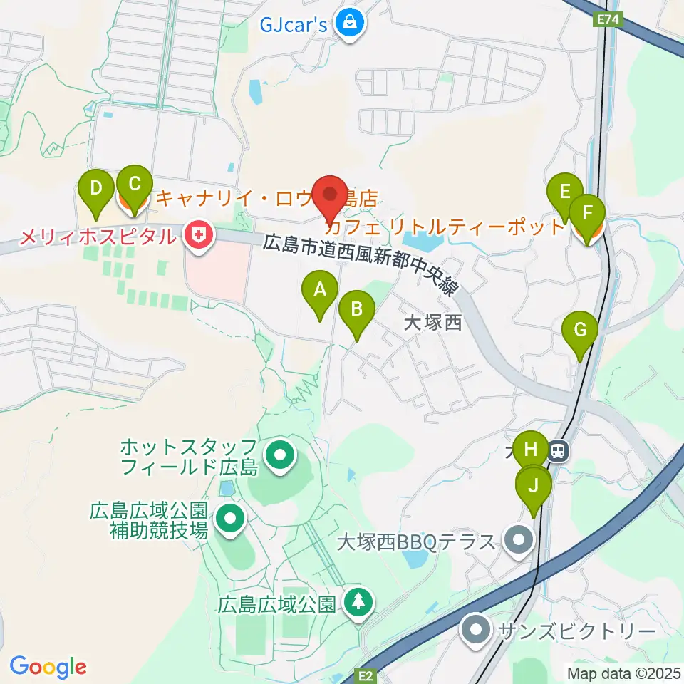 A.Cityセンター ヤマハミュージック周辺のファミレス・ファーストフード一覧地図