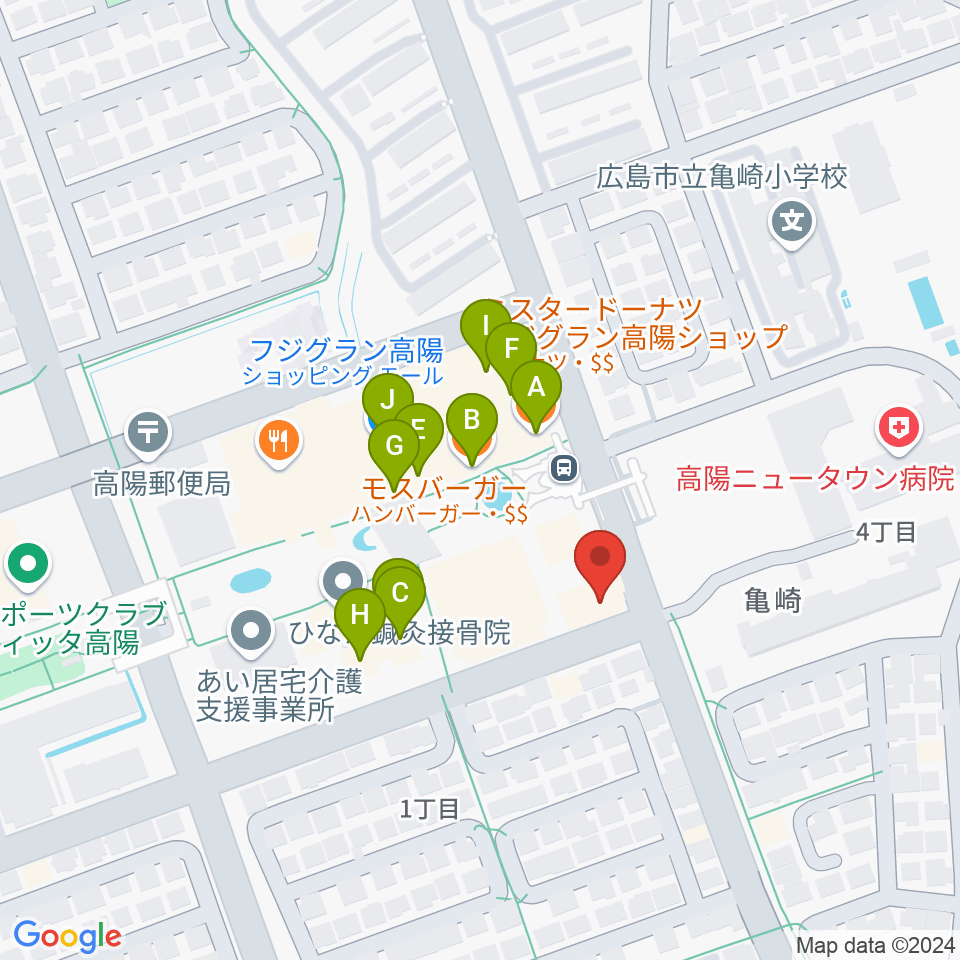 高陽センター ヤマハミュージック周辺のファミレス・ファーストフード一覧地図