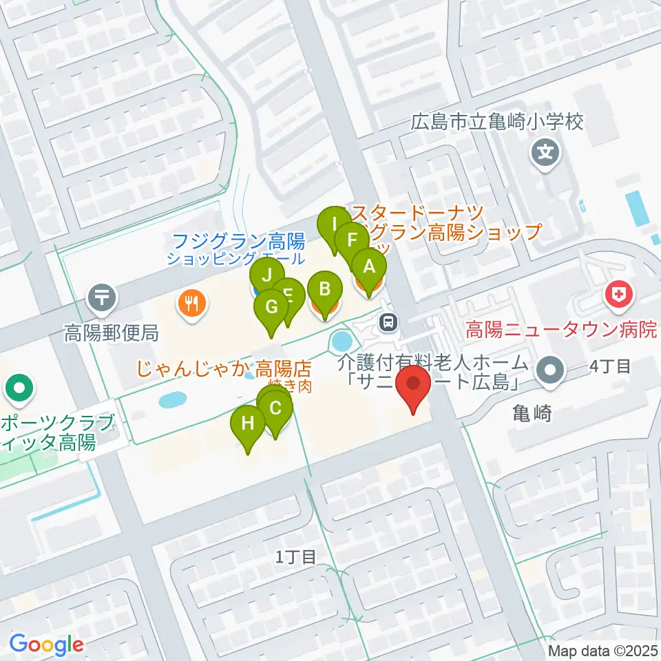高陽センター ヤマハミュージック周辺のファミレス・ファーストフード一覧地図