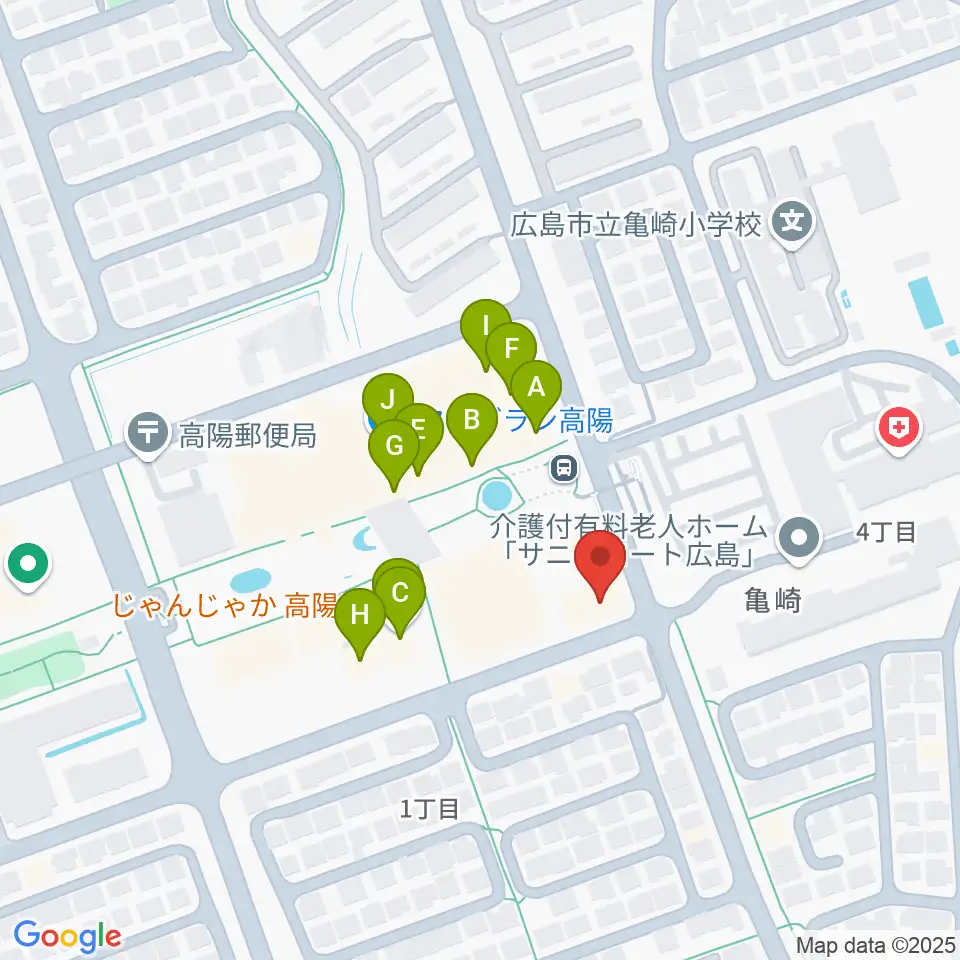 高陽センター ヤマハミュージック周辺のファミレス・ファーストフード一覧地図