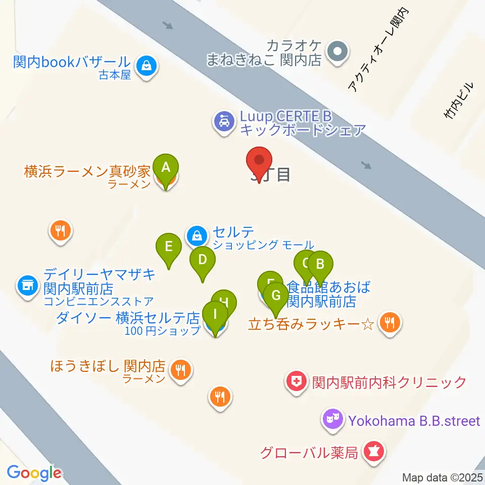 関内ヤンキース周辺のファミレス・ファーストフード一覧地図