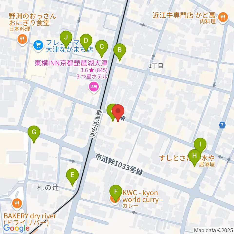 レインボーミュージックスクール周辺のファミレス・ファーストフード一覧地図