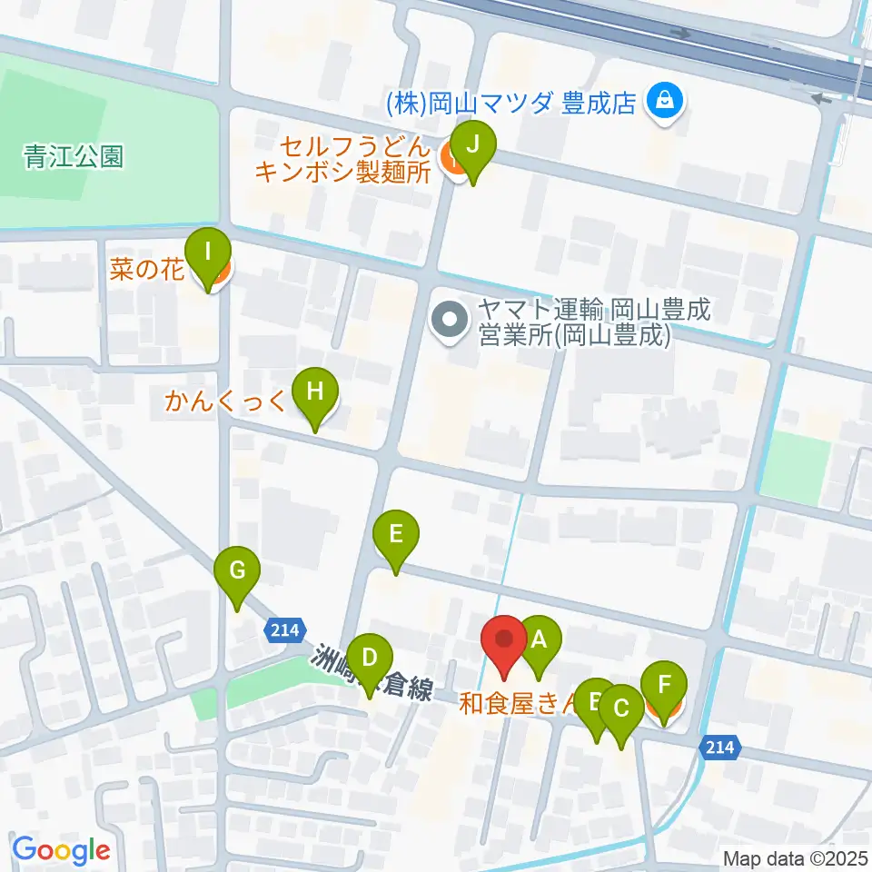 ミュージックセンター岡南 ヤマハミュージック周辺のファミレス・ファーストフード一覧地図