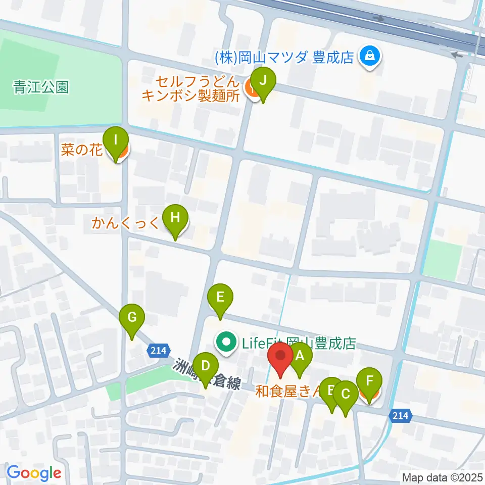 ミュージックセンター岡南 ヤマハミュージック周辺のファミレス・ファーストフード一覧地図