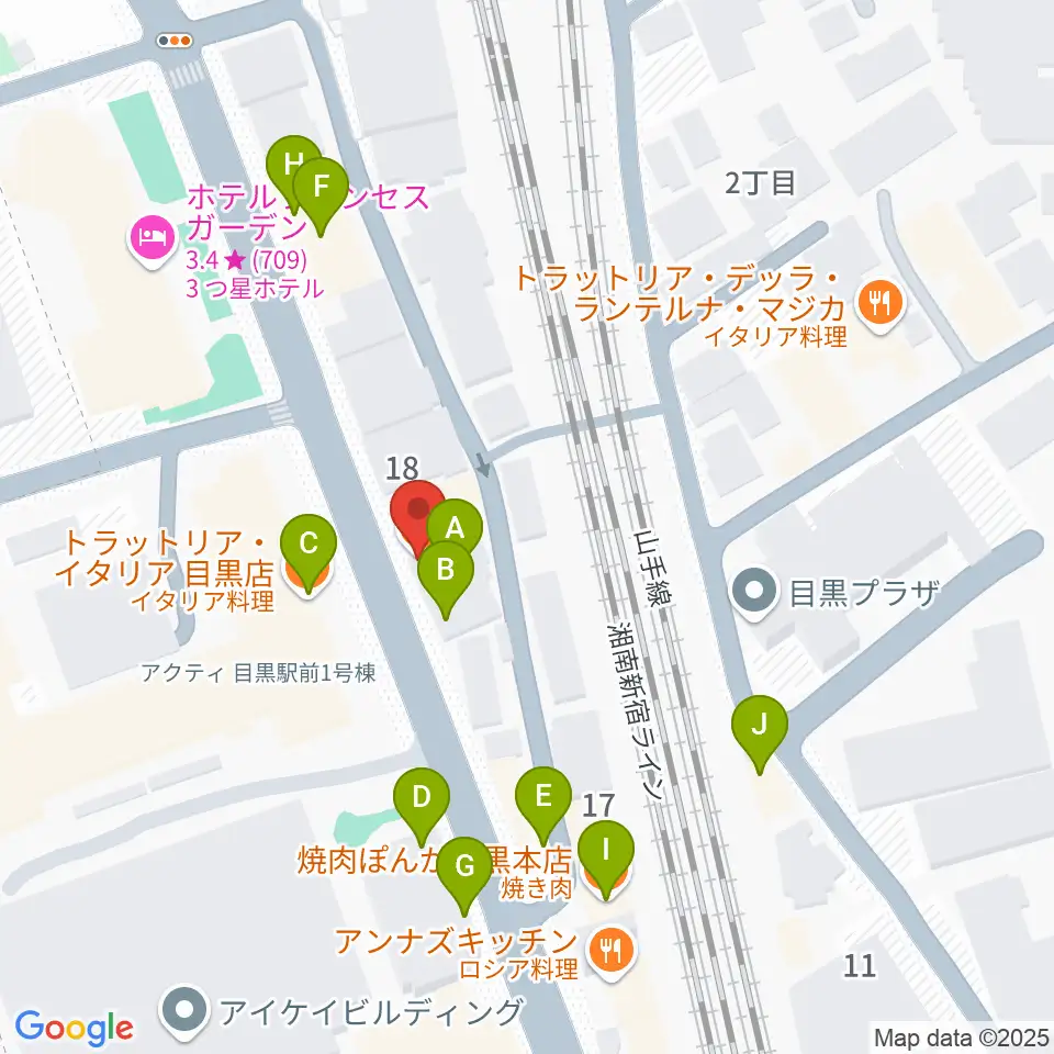 東京倶楽部 目黒店周辺のファミレス・ファーストフード一覧地図