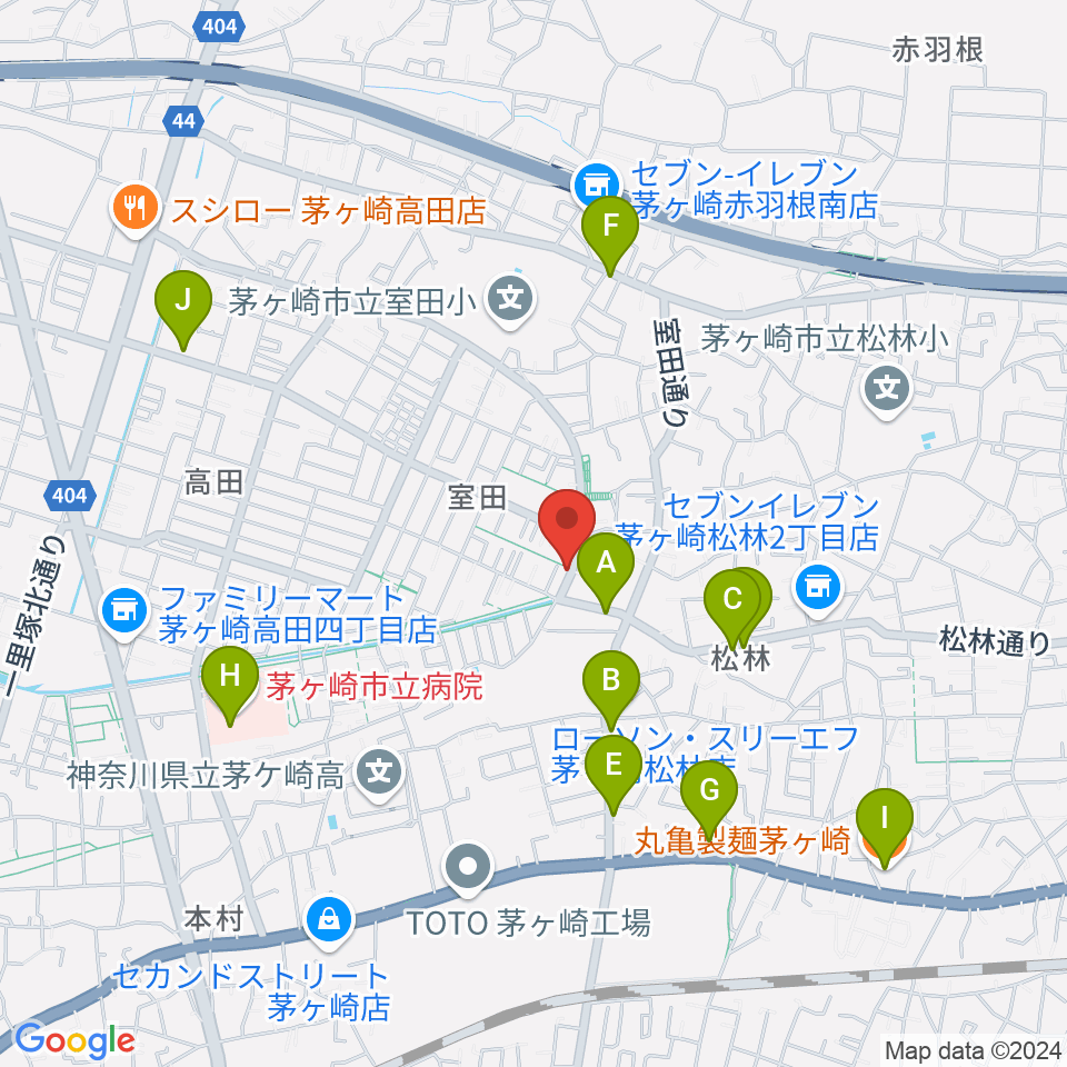 パプリカミュージック周辺のファミレス・ファーストフード一覧地図