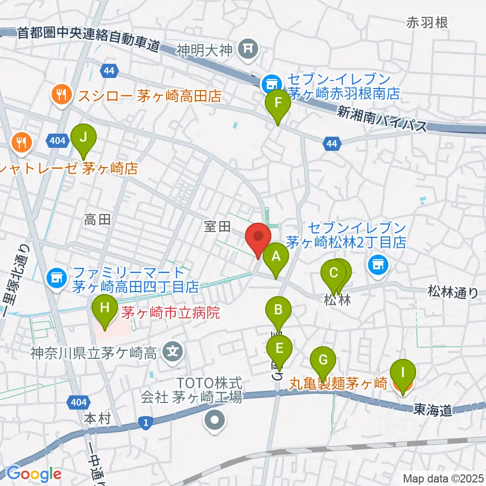 パプリカミュージック周辺のファミレス・ファーストフード一覧地図