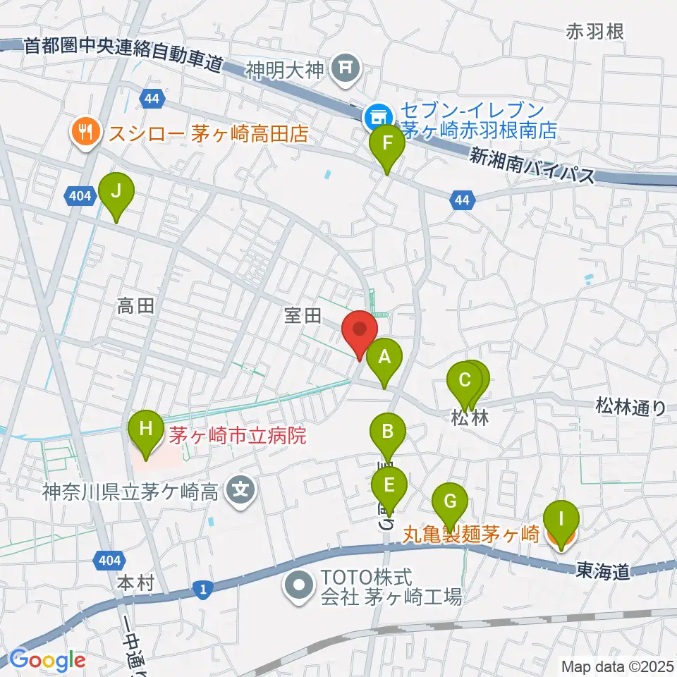 パプリカミュージック周辺のファミレス・ファーストフード一覧地図