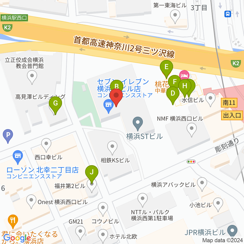 STスポット周辺のファミレス・ファーストフード一覧地図