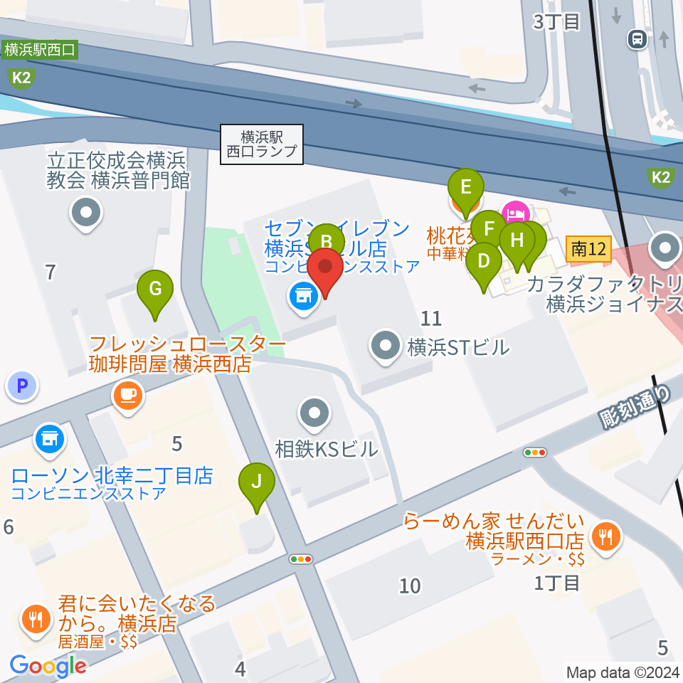 STスポット周辺のファミレス・ファーストフード一覧地図