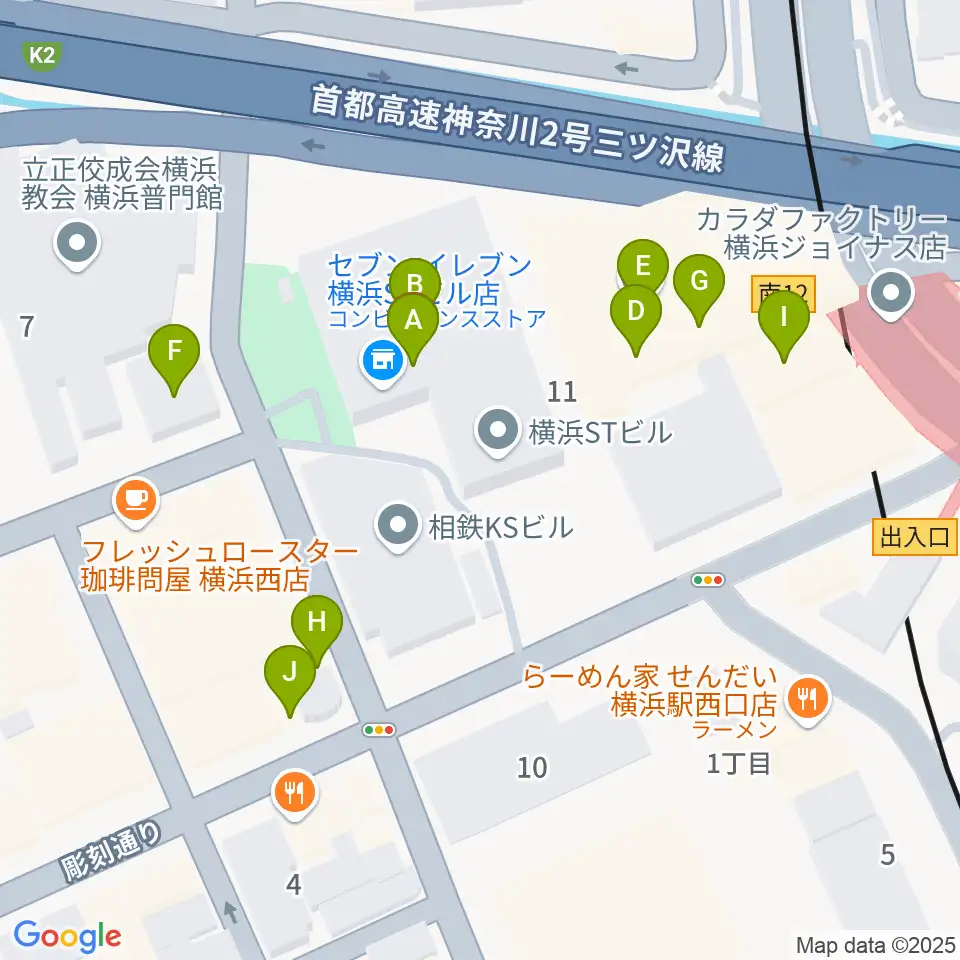 STスポット周辺のファミレス・ファーストフード一覧地図