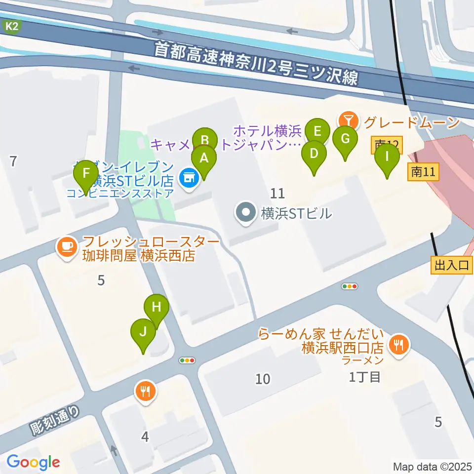 STスポット周辺のファミレス・ファーストフード一覧地図