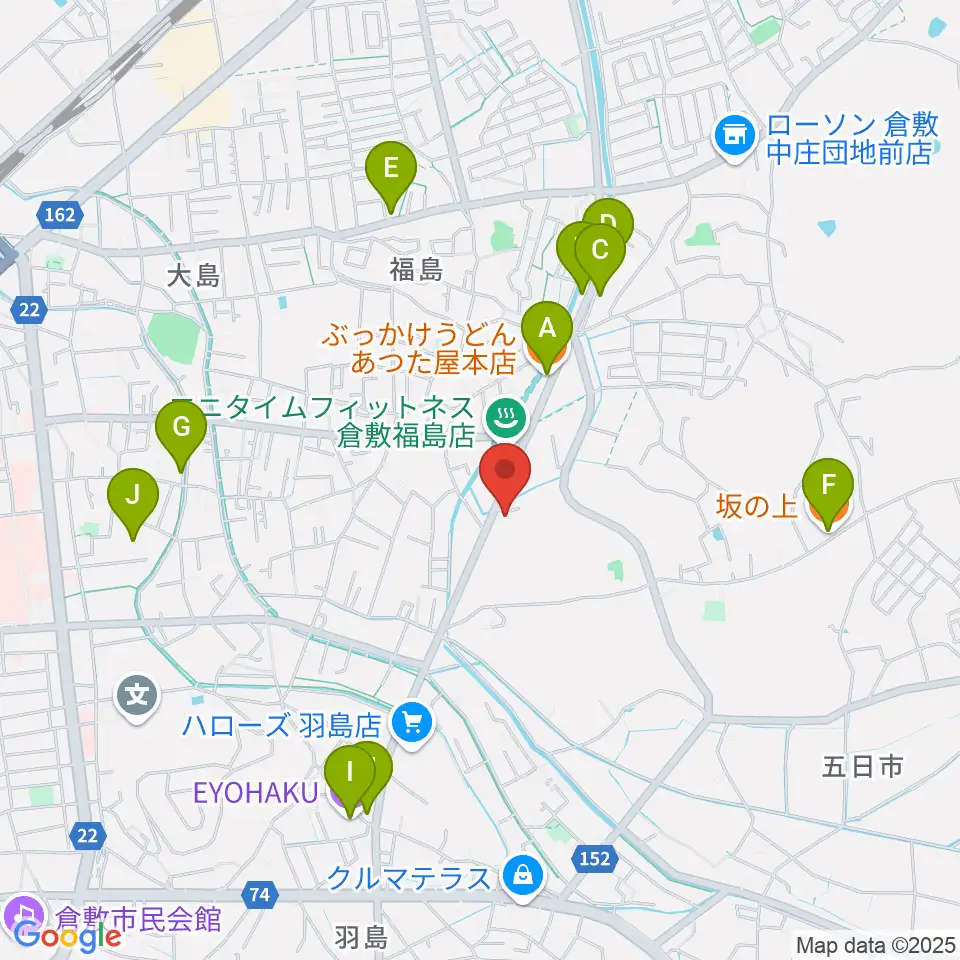ユニスタイル倉敷 ヤマハミュージック周辺のファミレス・ファーストフード一覧地図