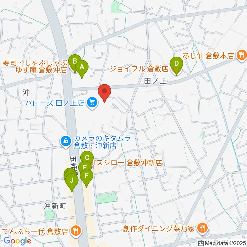 ミュージックアベニュー倉敷 ヤマハミュージック周辺のファミレス・ファーストフード一覧地図