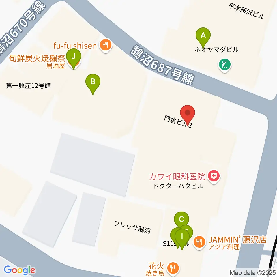 昭和音楽大学附属音楽・バレエ教室 藤沢校周辺のファミレス・ファーストフード一覧地図