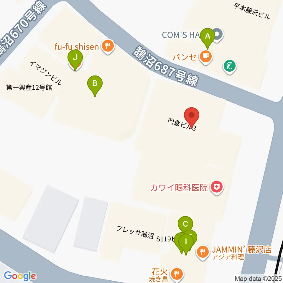 昭和音楽大学附属音楽・バレエ教室 藤沢校周辺のファミレス・ファーストフード一覧地図