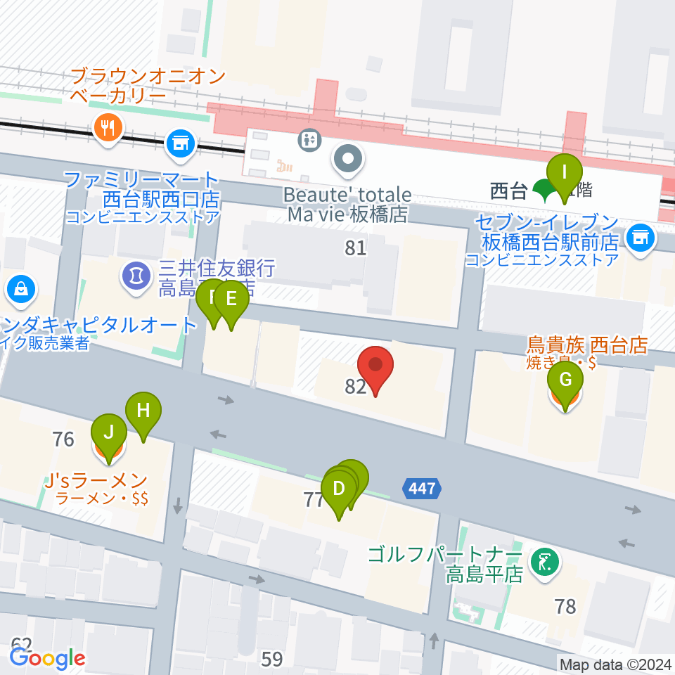 マツモトピアノサービス周辺のファミレス・ファーストフード一覧地図