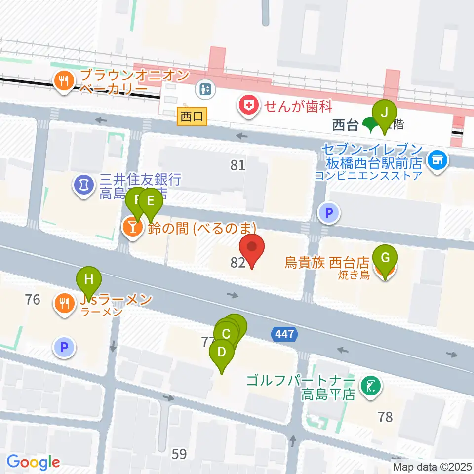 マツモトピアノサービス周辺のファミレス・ファーストフード一覧地図