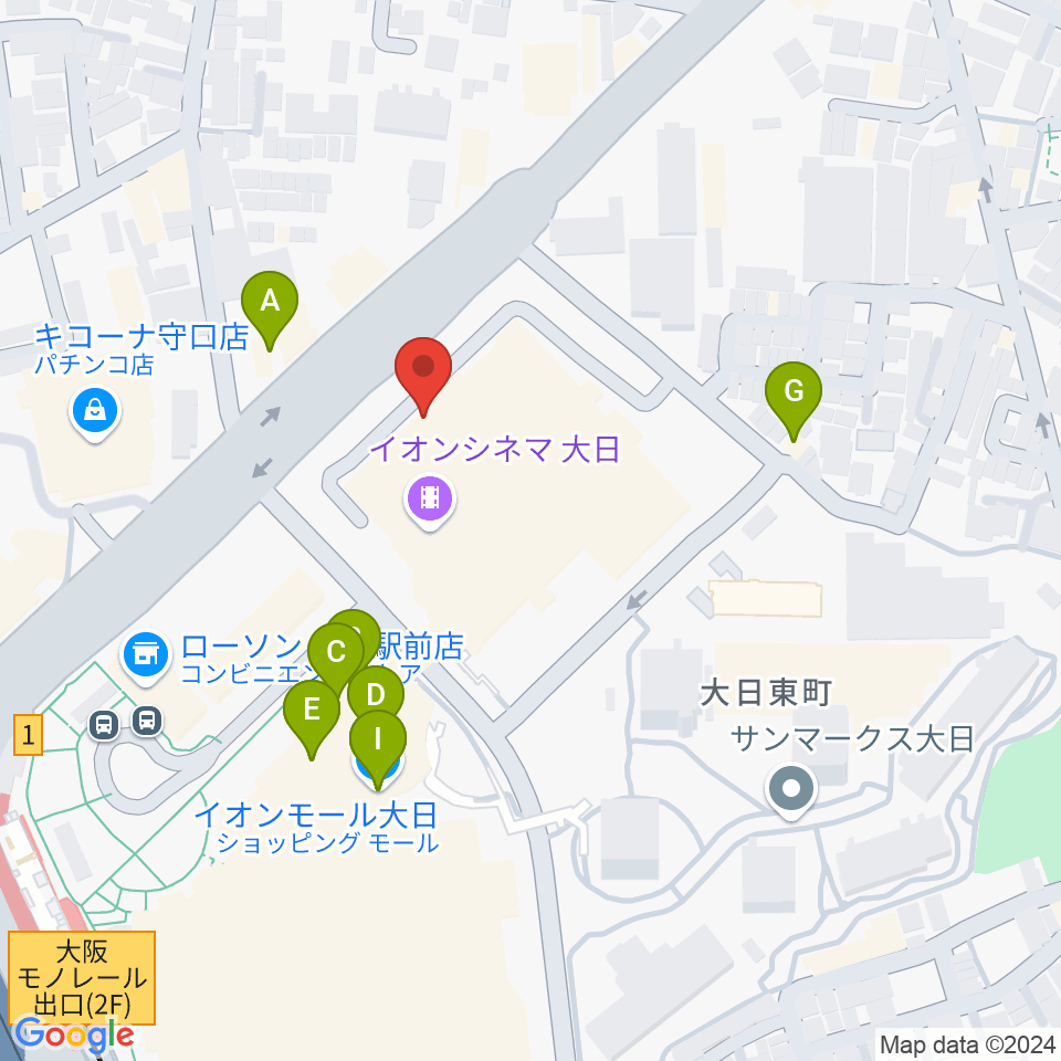 島村楽器 イオンモール大日店 周辺のファミレス・ファーストフード一覧地図