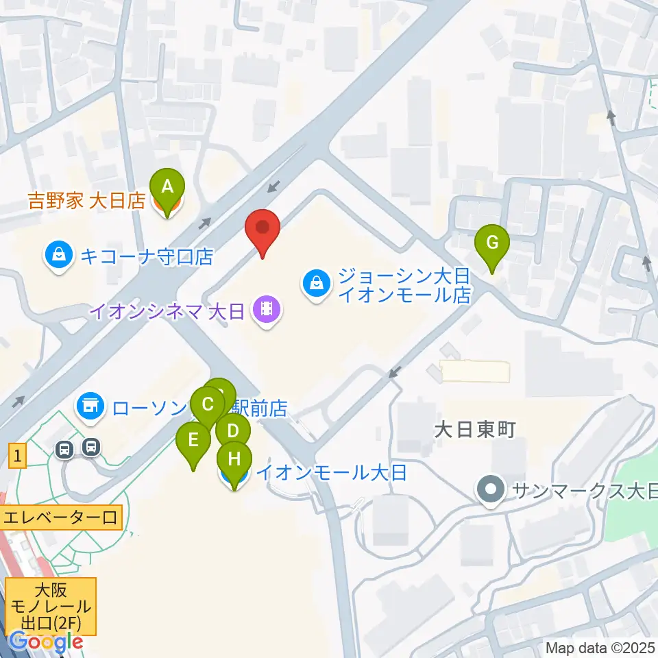 島村楽器 イオンモール大日店 周辺のファミレス・ファーストフード一覧地図