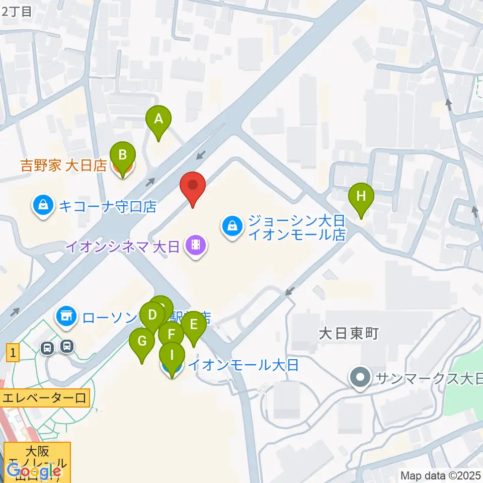 島村楽器 イオンモール大日店 周辺のファミレス・ファーストフード一覧地図