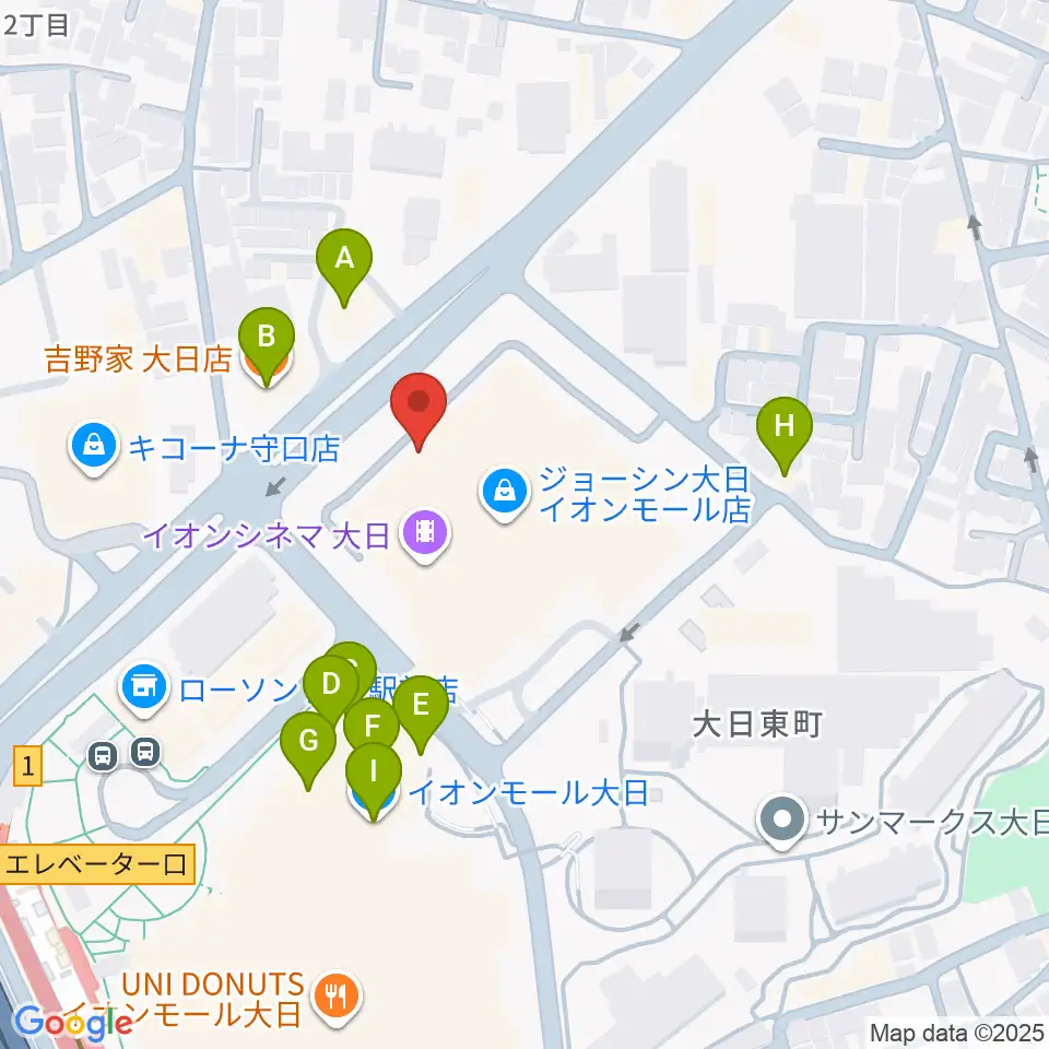 島村楽器 イオンモール大日店 周辺のファミレス・ファーストフード一覧地図