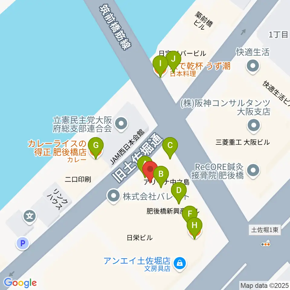 オンユー楽器周辺のファミレス・ファーストフード一覧地図