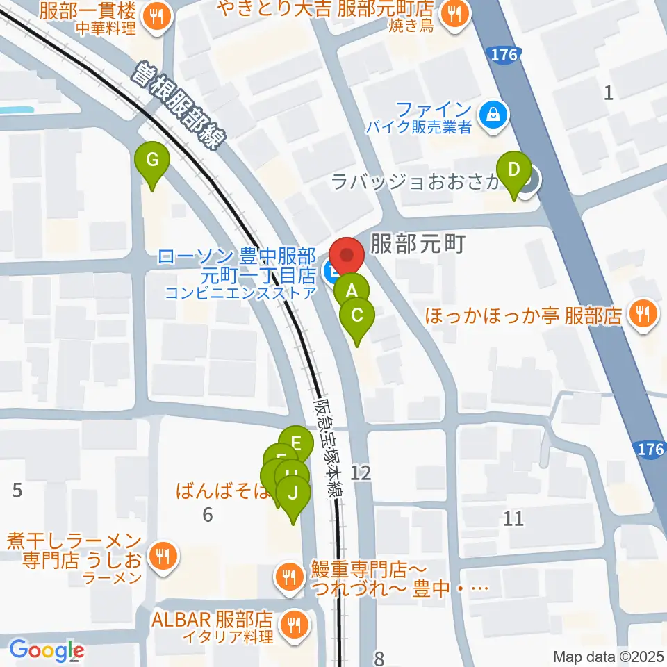 大野ギター音楽院周辺のファミレス・ファーストフード一覧地図