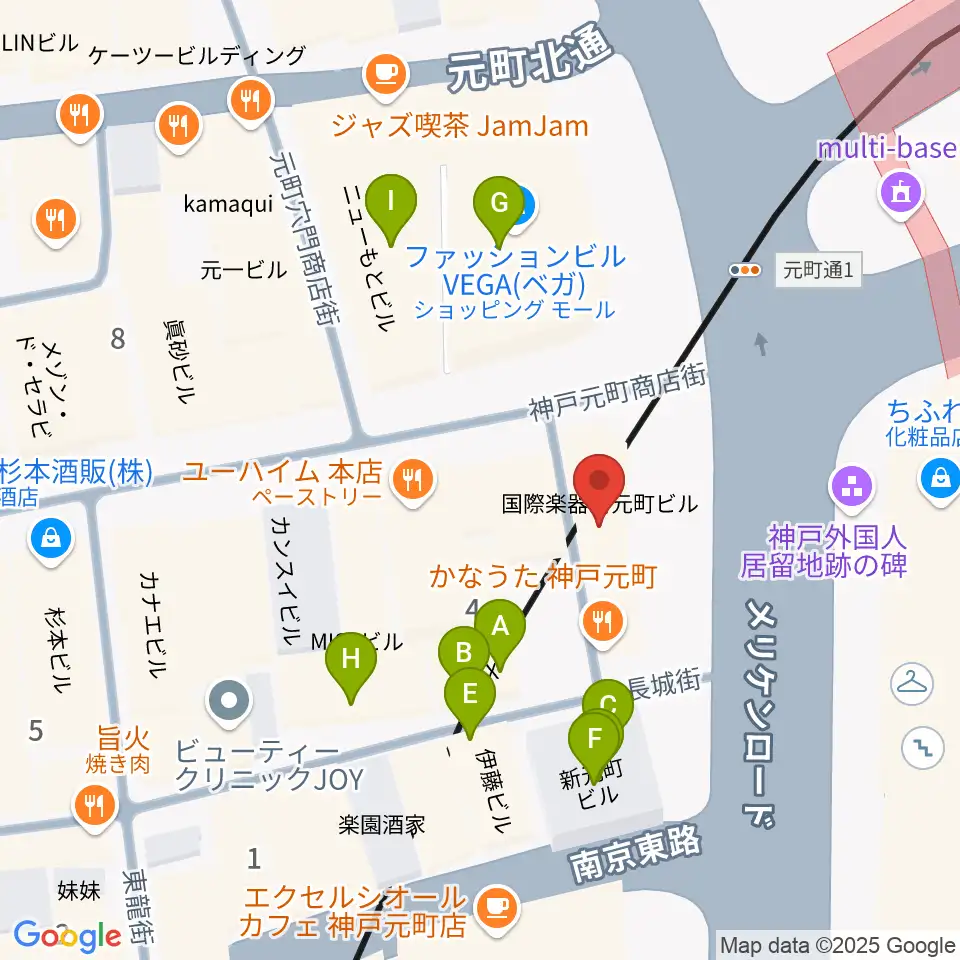 国際楽器周辺のファミレス・ファーストフード一覧地図