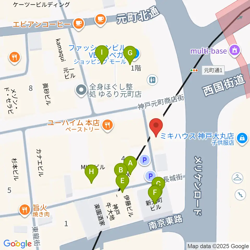 国際楽器周辺のファミレス・ファーストフード一覧地図