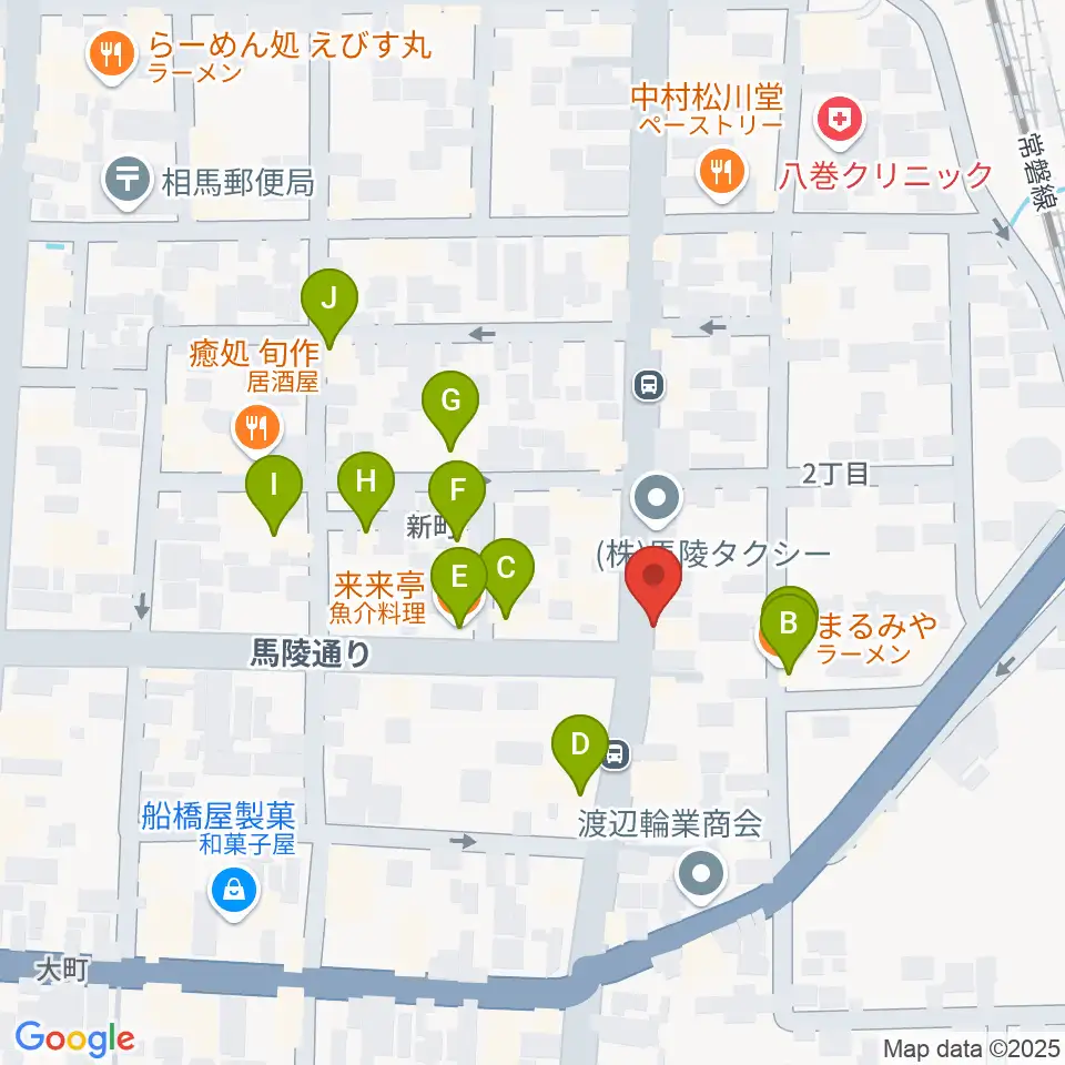 オアシス楽器 相馬店周辺のファミレス・ファーストフード一覧地図