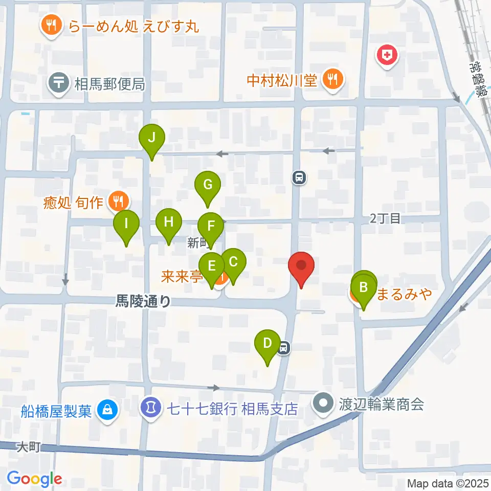 オアシス楽器 相馬店周辺のファミレス・ファーストフード一覧地図
