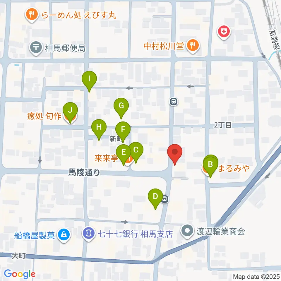 オアシス楽器 相馬店周辺のファミレス・ファーストフード一覧地図