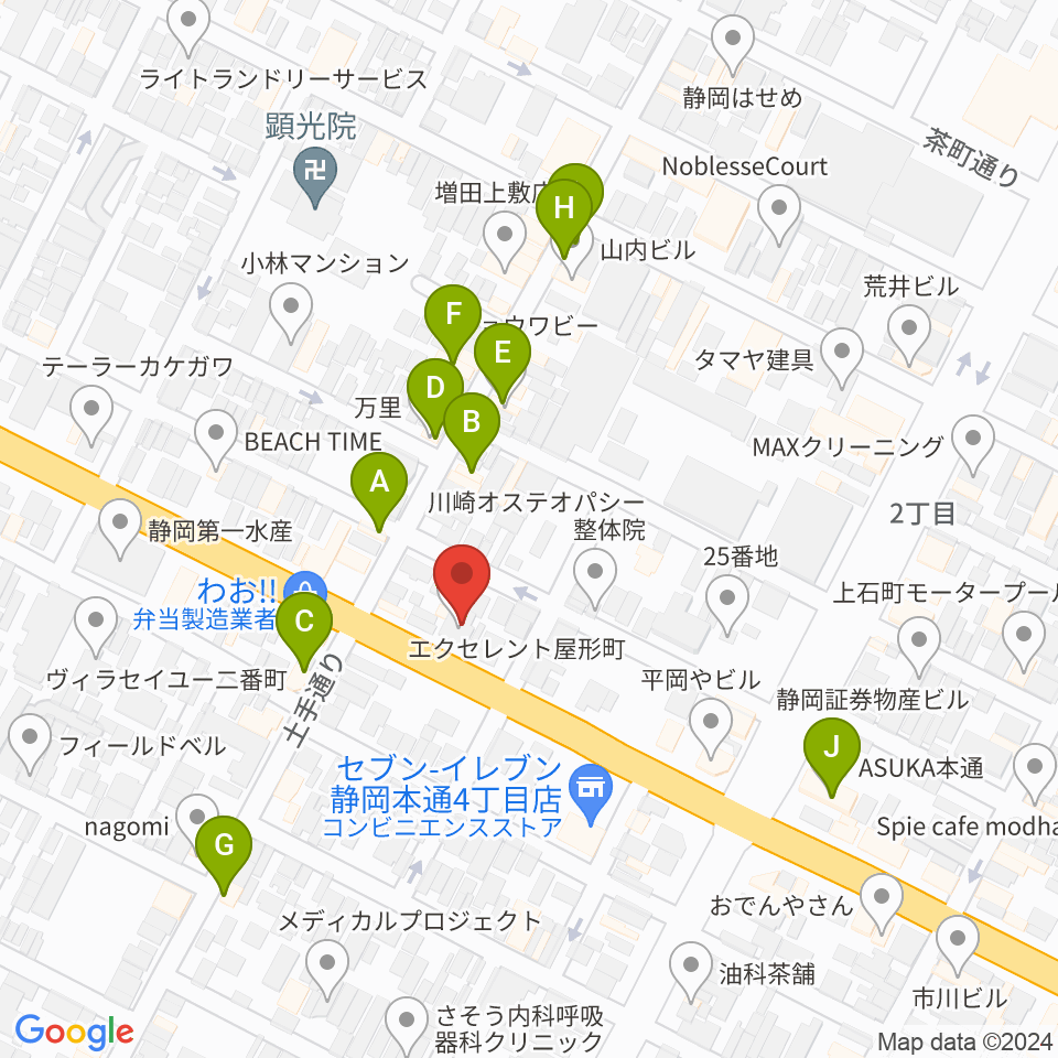 山崎音楽教室周辺のファミレス・ファーストフード一覧地図