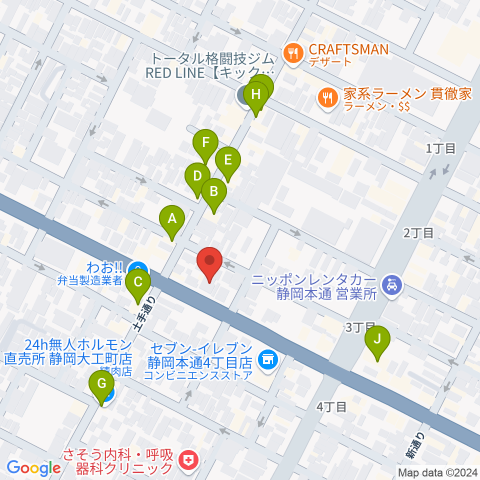 山崎音楽教室周辺のファミレス・ファーストフード一覧地図