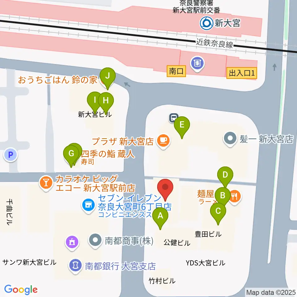 音楽屋 COZY周辺のファミレス・ファーストフード一覧地図