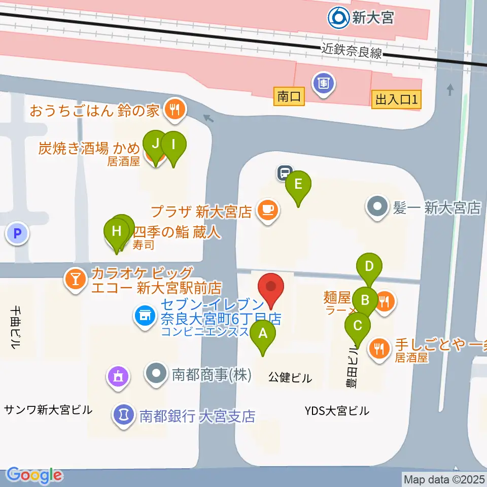 音楽屋 COZY周辺のファミレス・ファーストフード一覧地図