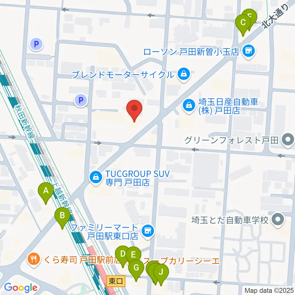 サクライ楽器ピアノアトリエ周辺のファミレス・ファーストフード一覧地図