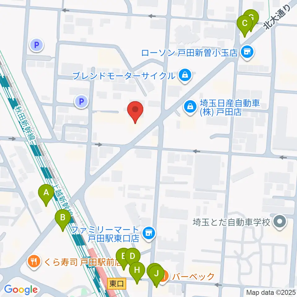 サクライ楽器ピアノアトリエ周辺のファミレス・ファーストフード一覧地図