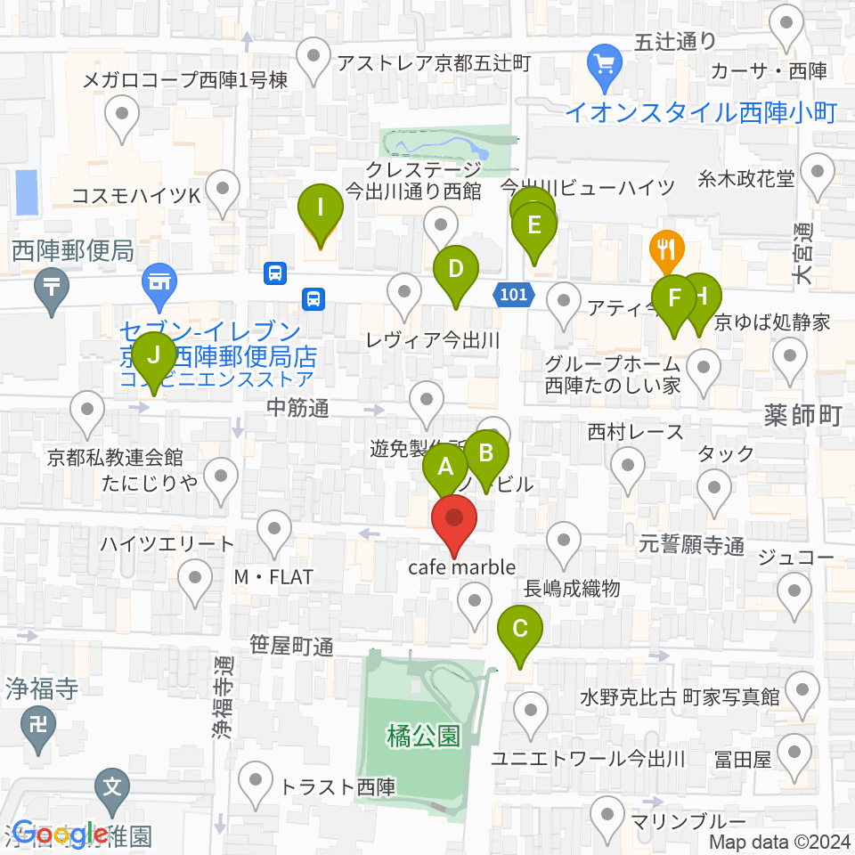 アサノ楽器周辺のファミレス・ファーストフード一覧地図