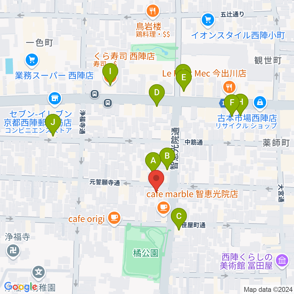 アサノ楽器周辺のファミレス・ファーストフード一覧地図