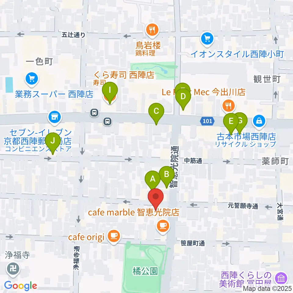 アサノ楽器周辺のファミレス・ファーストフード一覧地図