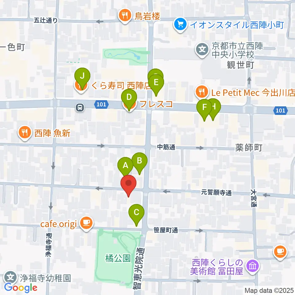 アサノ楽器周辺のファミレス・ファーストフード一覧地図