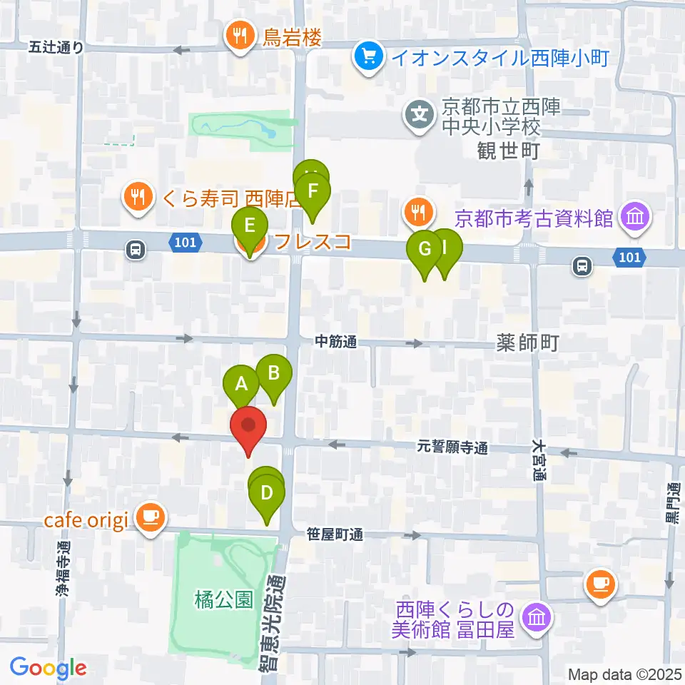 アサノ楽器周辺のファミレス・ファーストフード一覧地図