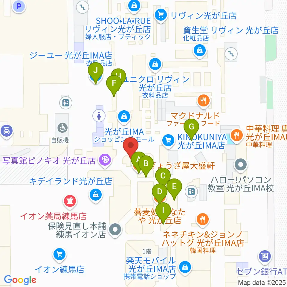 IMAホール周辺のファミレス・ファーストフード一覧地図