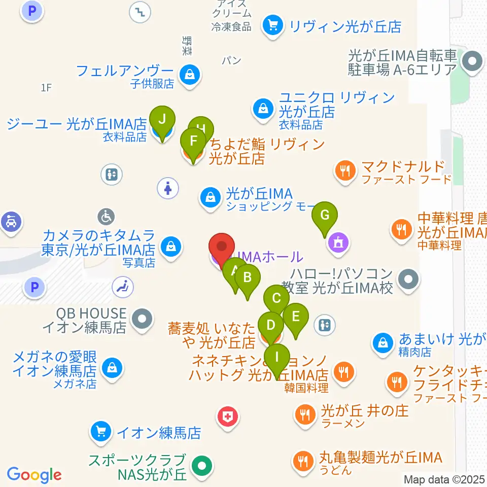 IMAホール周辺のファミレス・ファーストフード一覧地図