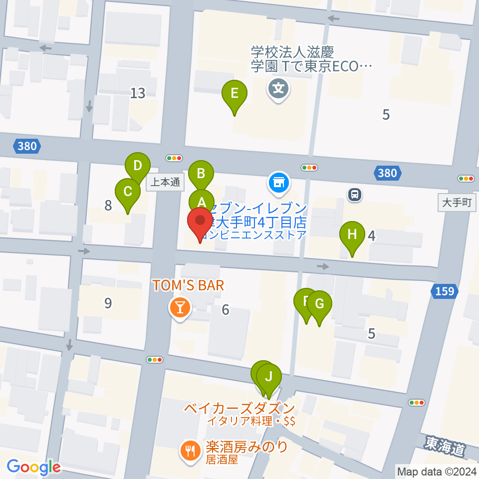 タンザワ楽器 沼津センター周辺のファミレス・ファーストフード一覧地図