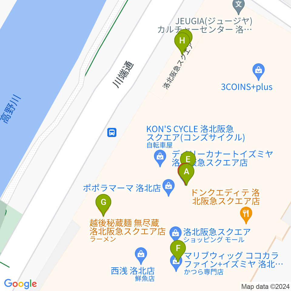 島村楽器 洛北阪急スクエア店周辺のファミレス・ファーストフード一覧地図