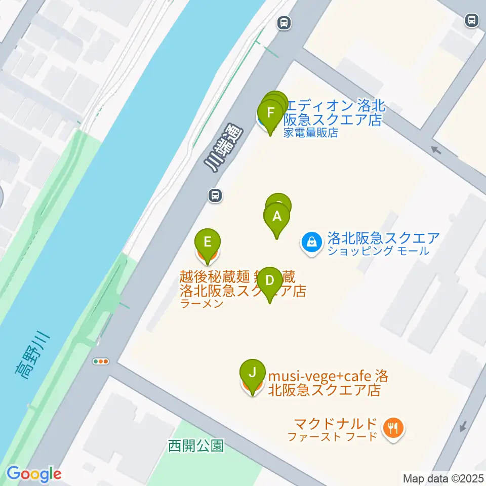 島村楽器 洛北阪急スクエア店周辺のファミレス・ファーストフード一覧地図